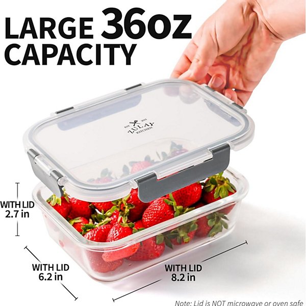 5 Pack Glass Meal Prep Containers with Lids - Airtight, Premium Borosilicate Glass Food Storage Containers