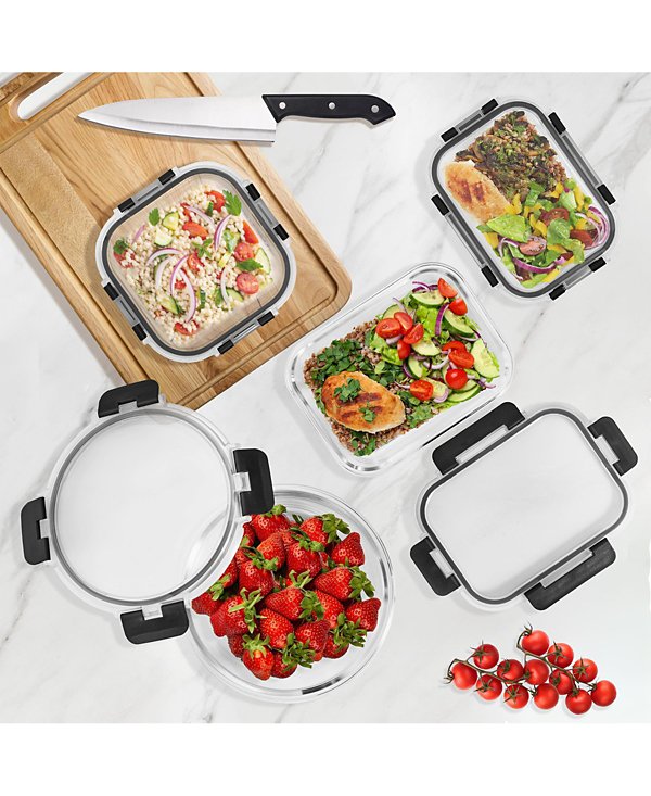 16 Piece Glass Meal Prep Containers with Airtight Lids - Preserves Freshness, Oven Safe, durable, BPA-free