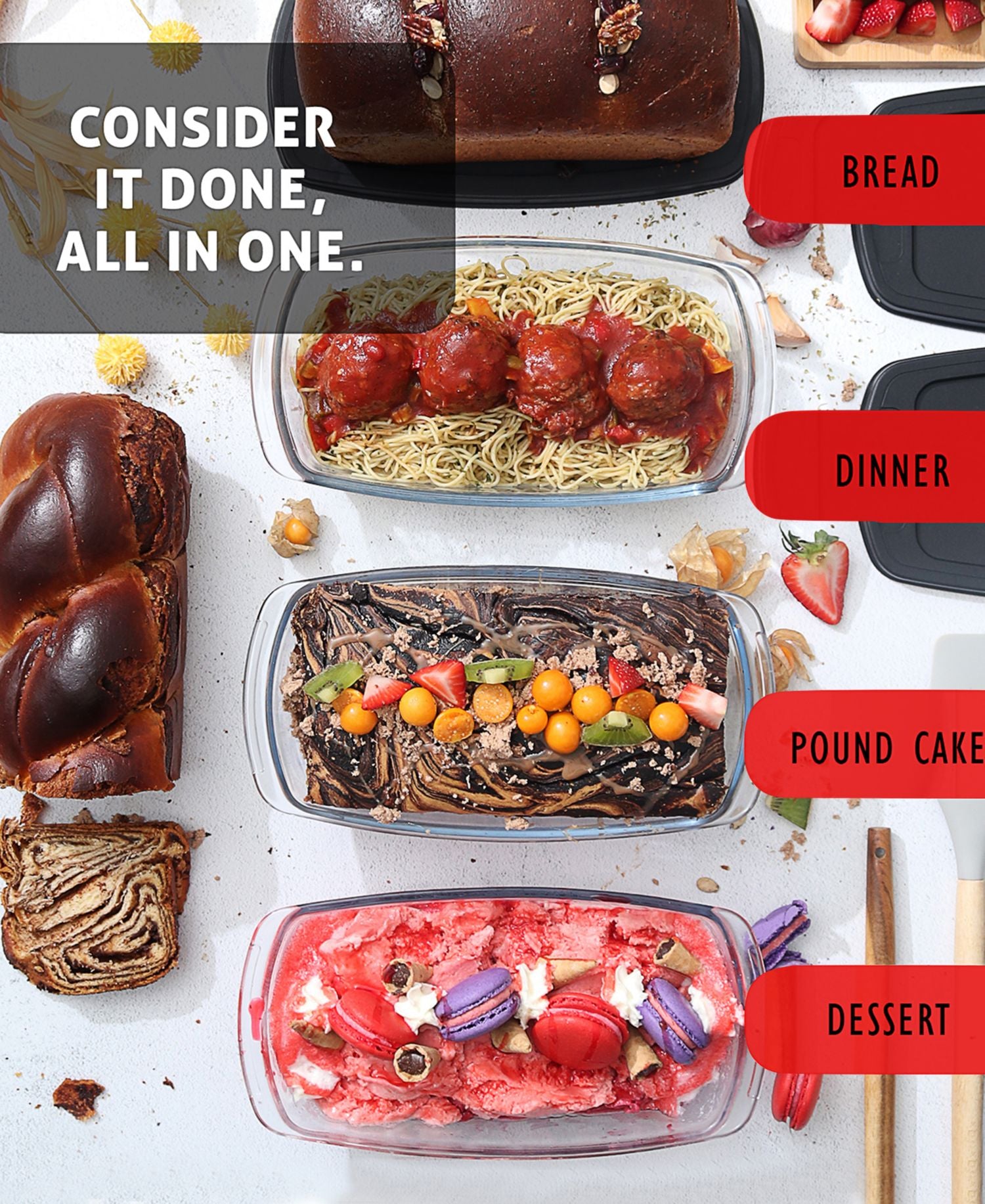 Airtight 6-Pc. Rectangular Bread Loaf Containers Set